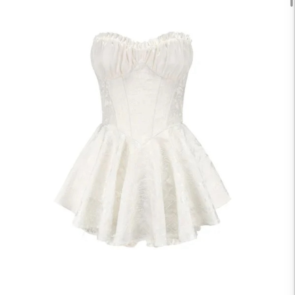 Bridal corset dress with drop waist A line skirt